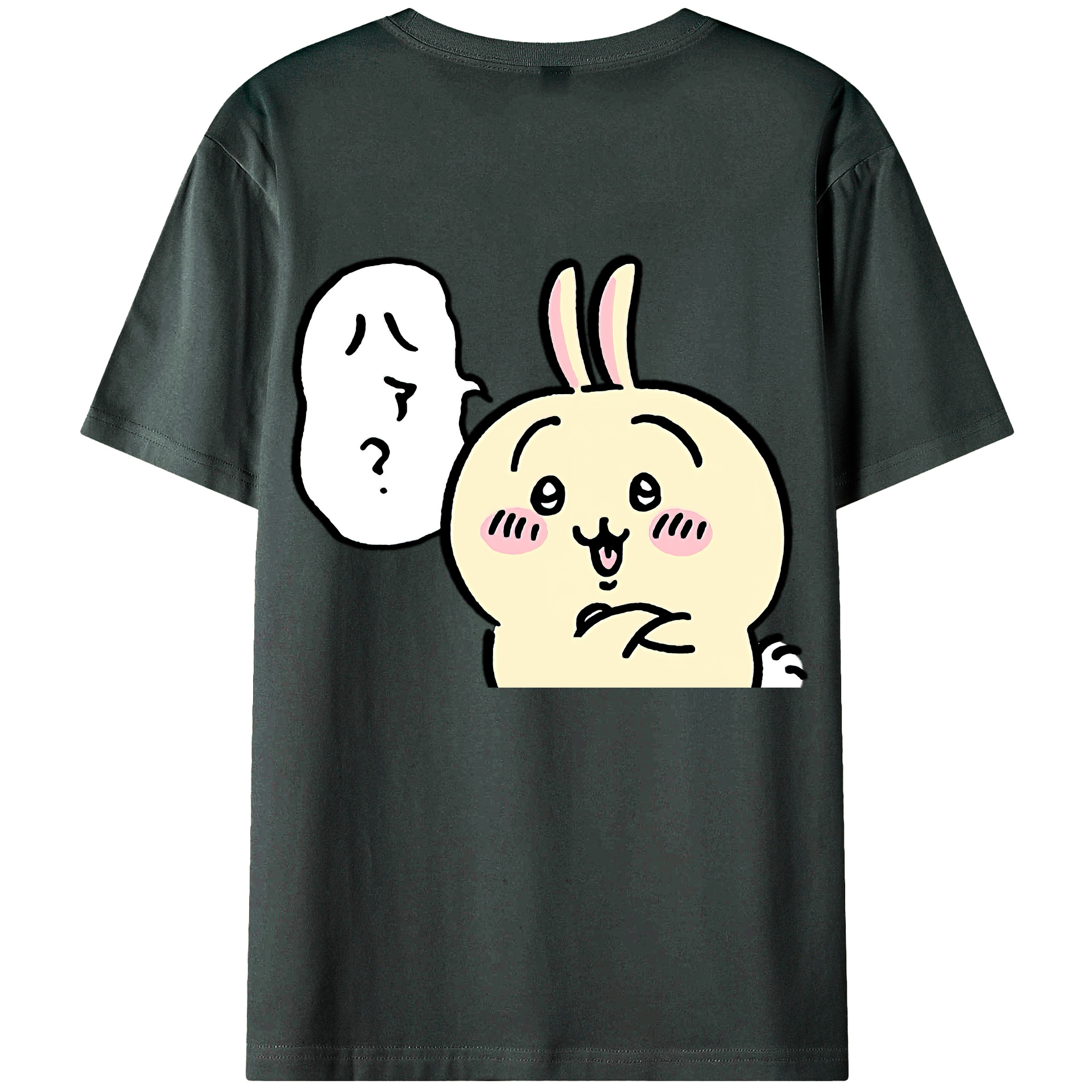 （画像用） ちいかわ うさぎ Chii-kawa usagi 綿100％ メンズ半袖Tシャツ（バックプリント） 通気性